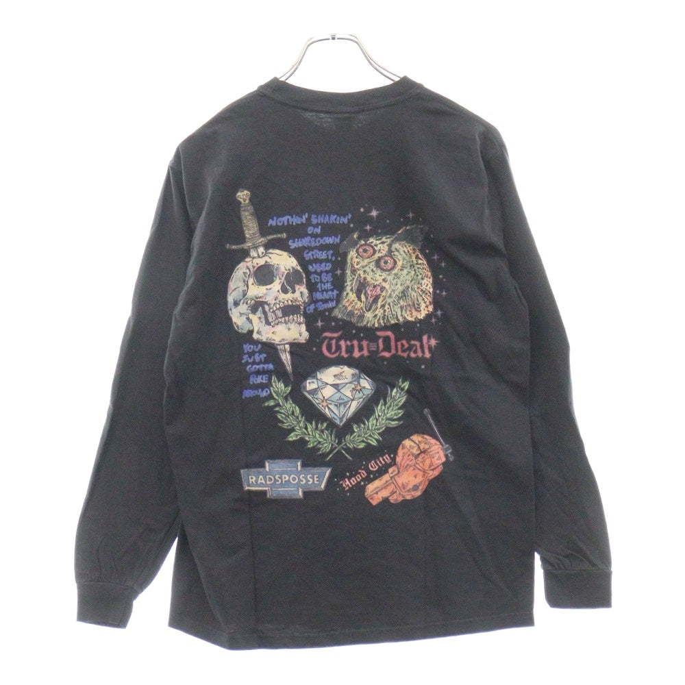 RADIALL(ラディアル) 24SS FLASH CREW NECK T-SHIRT L/S バックプリントロングスリーブTシャツ 長袖 ブラック RAD-24SS-CUT018