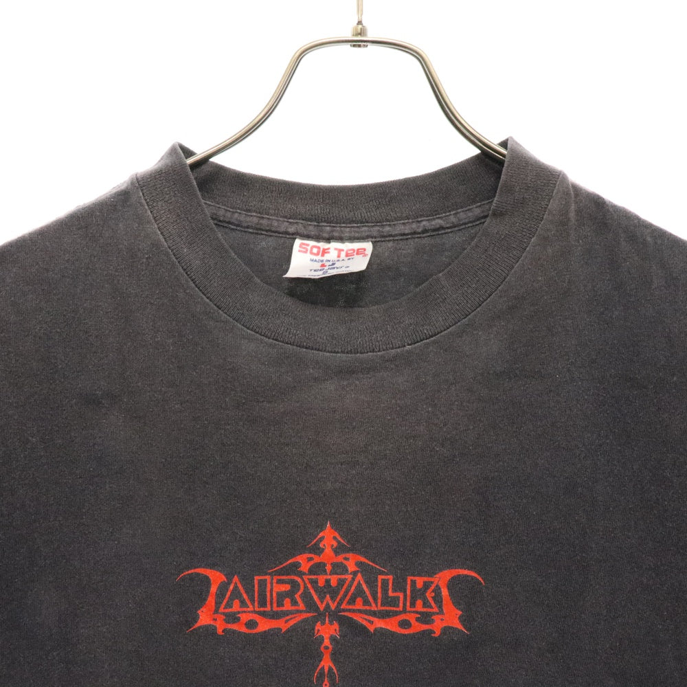 VINTAGE(ヴィンテージ) 90S VINTAGE AIR WALK SOFTEETタグ ヴィンテージ エアーウォーク プリント クルーネック 半袖Tシャツ カットソー ブラック