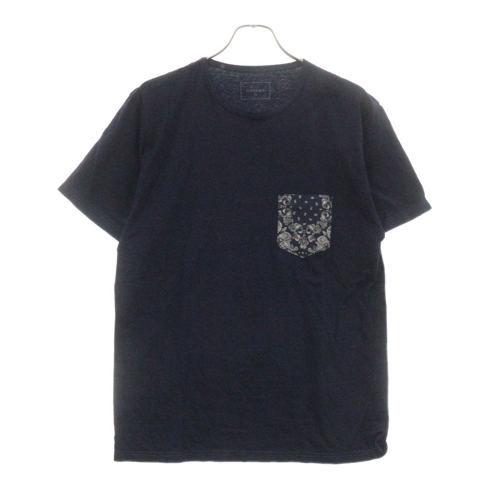 SOPHNET.(ソフネット) ペイズリーポケット インディゴ染め半袖Tシャツ ネイビー SOPH-180079