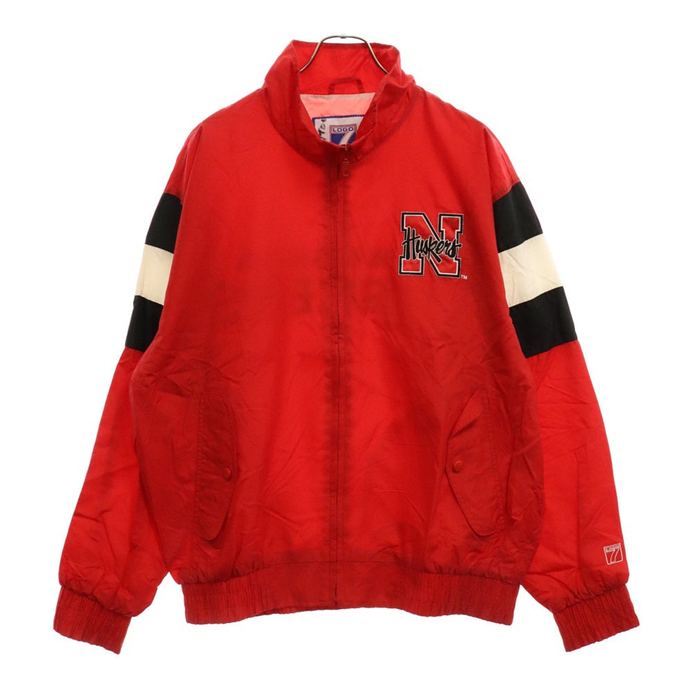 VINTAGE(ヴィンテージ) 90S VINTAGE LOGO7 NEBRASKA HUSKERS NYRON JACKET ヴィンテージ ロゴセブン ネブラスカハスカーズ ジップアップナイロンジャケット レッド
