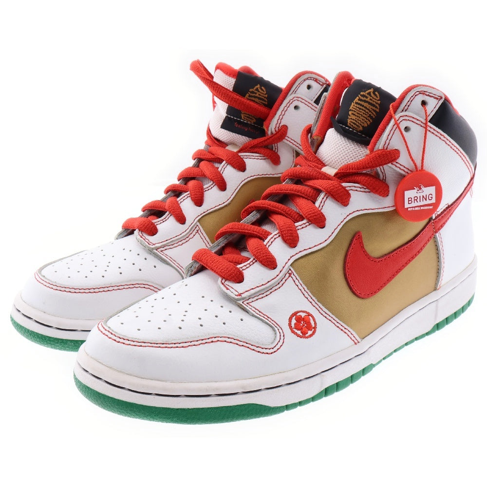 NIKE SB(ナイキエスビー) 【観賞用 2007年製】DUNK HIGH MONEY CAT ダンクハイ 招き猫 マネーキャット ハイカットスニーカー ホワイト/レッド/ゴールド US9.5/27.5cm 305050-162