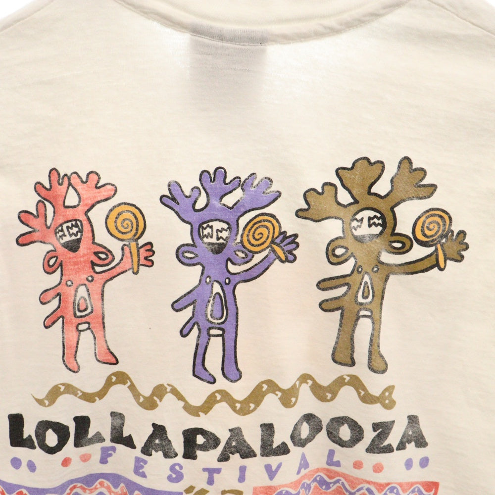 VINTAGE(ヴィンテージ) 90S LOLLAPALOOZA 93年 ロラパルーザ 裾シングル 両面プリント クルーネック 半袖Tシャツ カットソー ホワイト