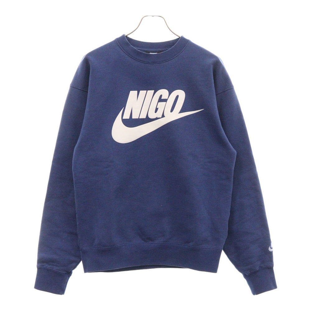 NIKE(ナイキ) ×NIGO NRG CREW FLC ニゴー プリント クルーネック 長袖 スウェット トレーナー ブルー FV5941-492