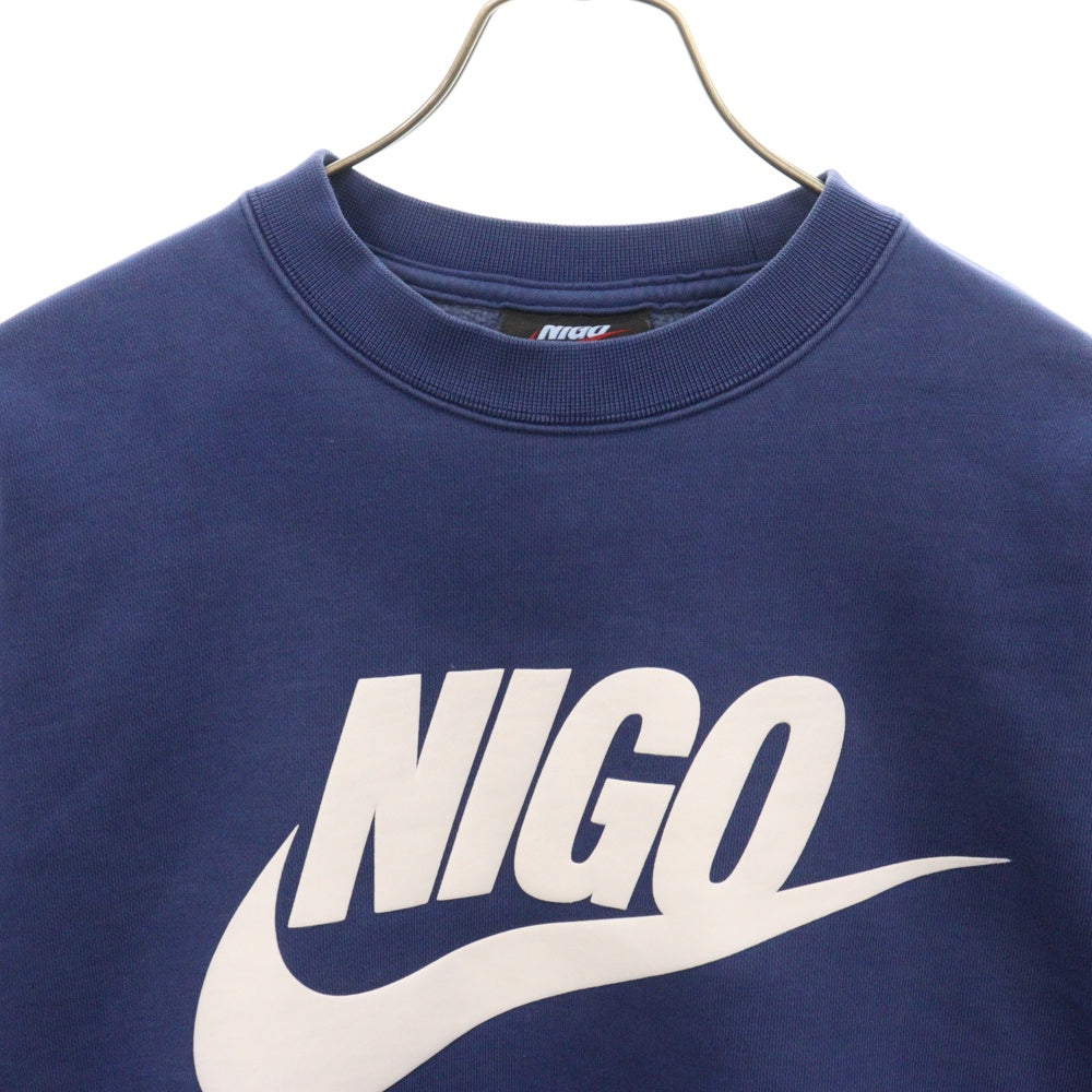 NIKE(ナイキ) ×NIGO NRG CREW FLC ニゴー プリント クルーネック 長袖 スウェット トレーナー ブルー FV5941-492