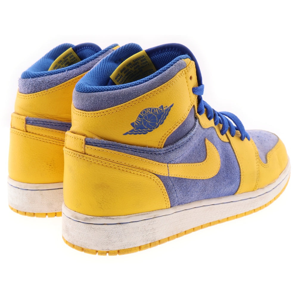 NIKE(ナイキ) 【観賞用 2013年製】 GS AIR JORDAN 1 ウィメンズ エアジョーダン1 レトロ レイニー ハイカットスニーカー ブルー/イエロー US6Y/24cm 575441-707