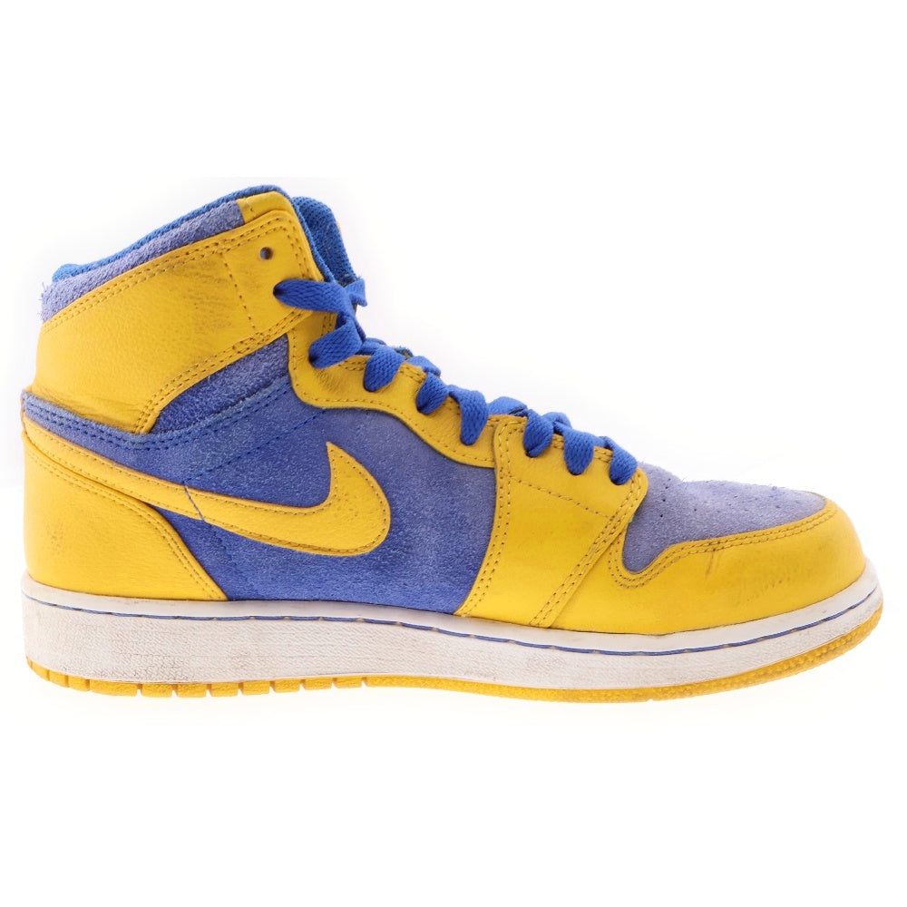NIKE(ナイキ) 【観賞用 2013年製】 GS AIR JORDAN 1 ウィメンズ エアジョーダン1 レトロ レイニー ハイカットスニーカー ブルー/イエロー US6Y/24cm 575441-707