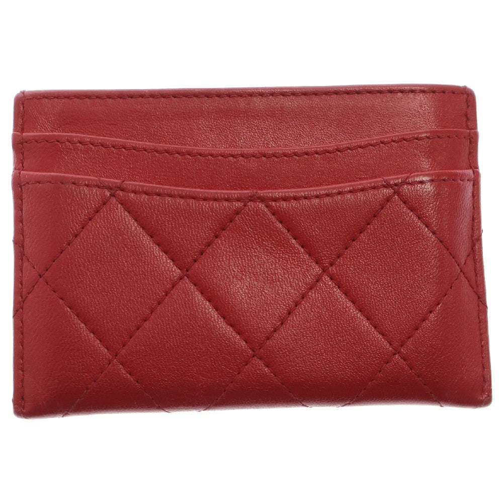 CHANEL(シャネル) マトラッセ ココマーク ラムスキン クラシック カードケース レッド レディース 22番台