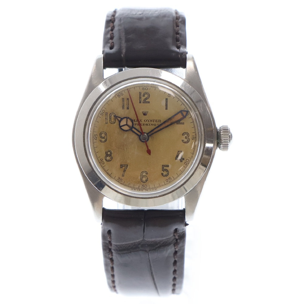 ROLEX(ロレックス) VINTAGE SPEED KING Ref:4220 スピードキング 腕時計 白文字盤 純正バックル クロコダイル社外ベルト シルバー
