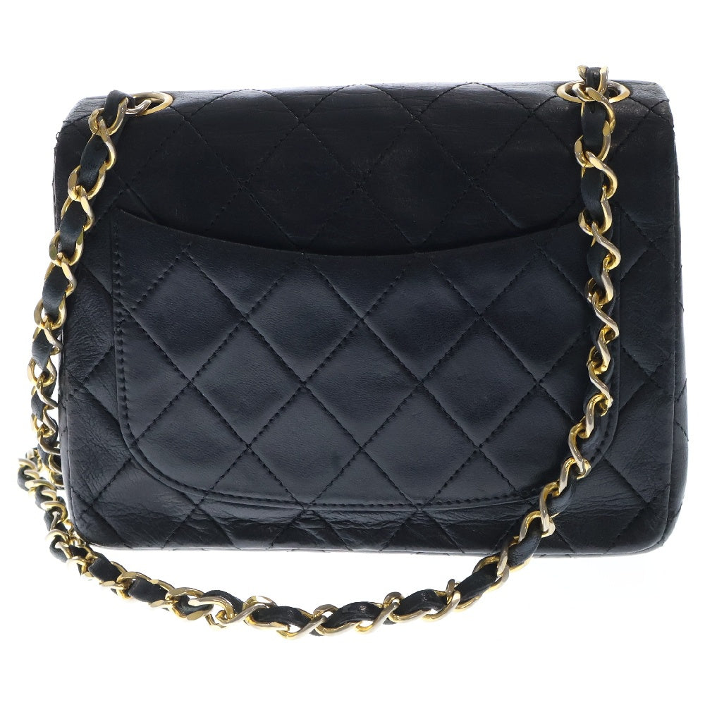 CHANEL(シャネル) ミニマトラッセ 17 シングルフラップ チェーンショルダーバッグ ラムスキン ブラック/ゴールド 1番台 レディース