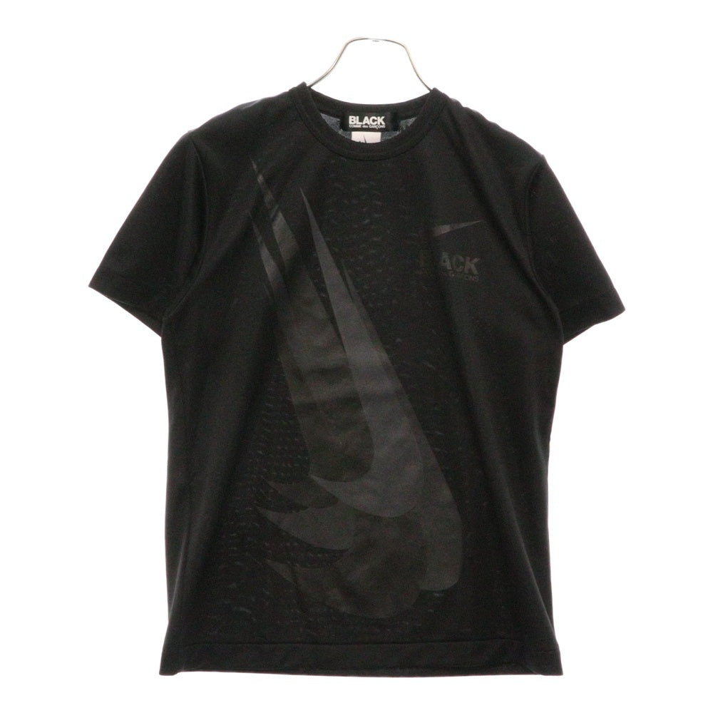 BLACK COMME des GARCONS(ブラックコムデギャルソン) ×NIKE LOGO T-SHIRT ナイキ ロゴプリント クルーネック ポリエステル 半袖Tシャツ カットソー ブラック 1B-T101