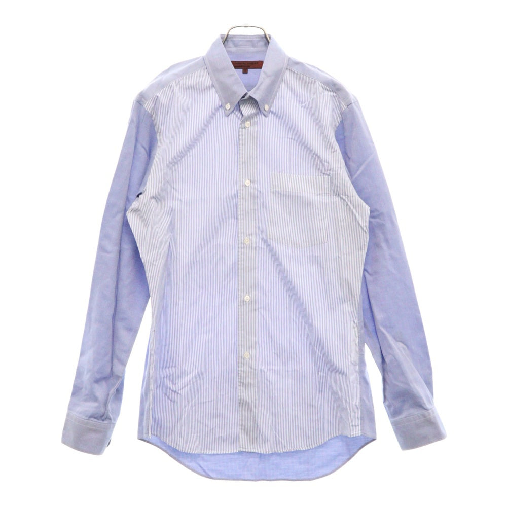 COMME des GARCONS HOMME DEUX(コムデギャルソン オムドゥ) 07SS ストライプ 切替 BD ボタン コットン 長袖シャツ ロングスリーブ ブルー/ホワイト DS-B008