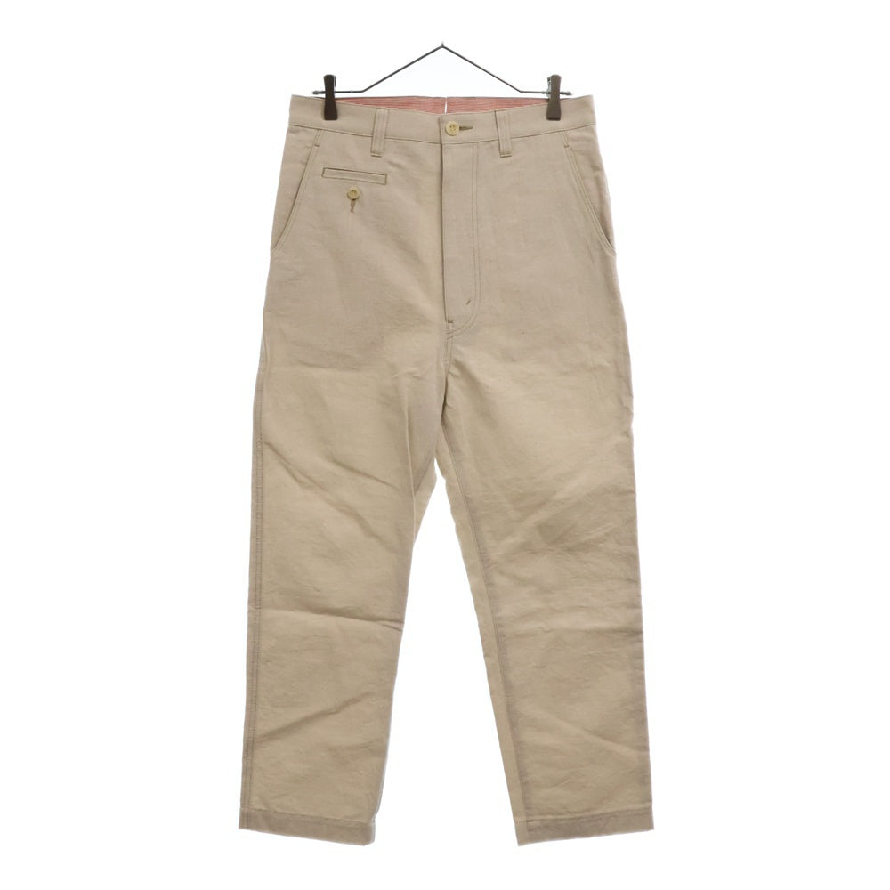 JUNYA WATANABE COMME des GARCONS(ジュンヤワタナベ コムデギャルソン) 19SS シンチバック付き ジップフライ リネン混 コットン テーパードパンツ ホワイト WE-P012