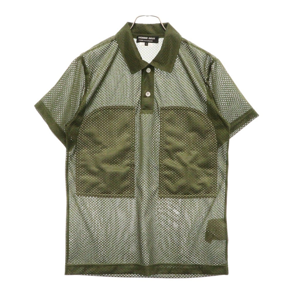 COMME des GARCONS HOMME DEUX(コムデギャルソン オムドゥ) フロントポケット メッシュ 半袖ポロシャツ ショートスリーブ カーキ DM-T006