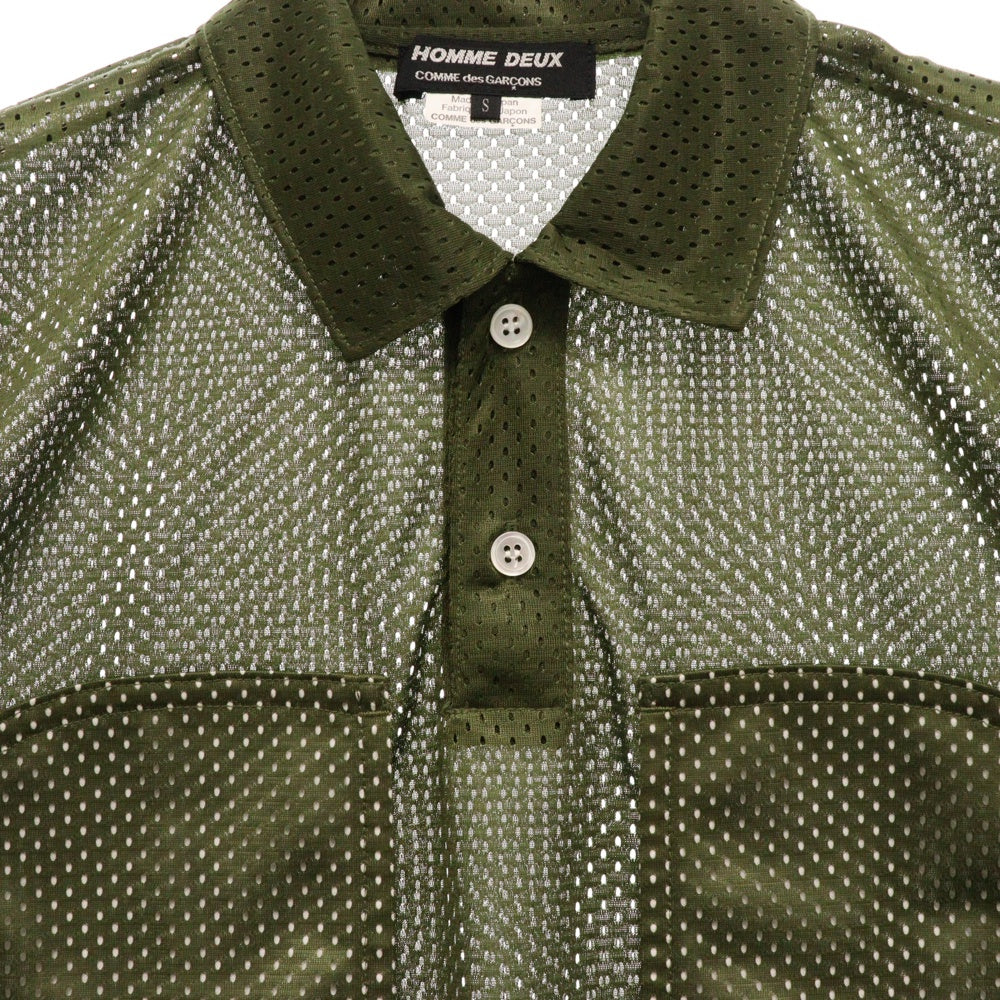 COMME des GARCONS HOMME DEUX(コムデギャルソン オムドゥ) フロントポケット メッシュ 半袖ポロシャツ ショートスリーブ カーキ DM-T006