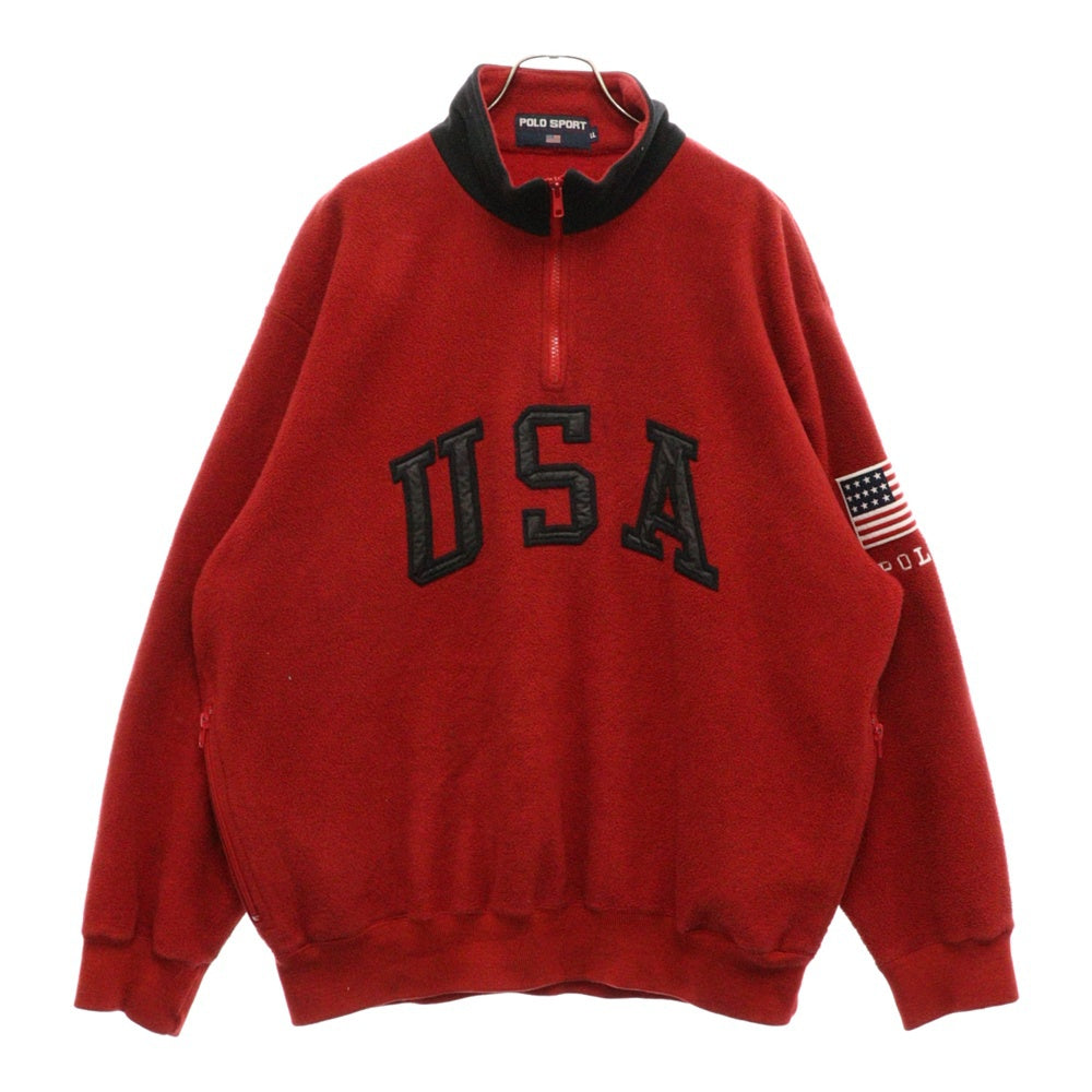 POLO SPORT RALPH LAUREN(ポロスポーツラルフローレン) 90S VINTAGE HALF JIP FLEECE JACKET ヴィンテージ ハーフジップフリースジャケット レッド