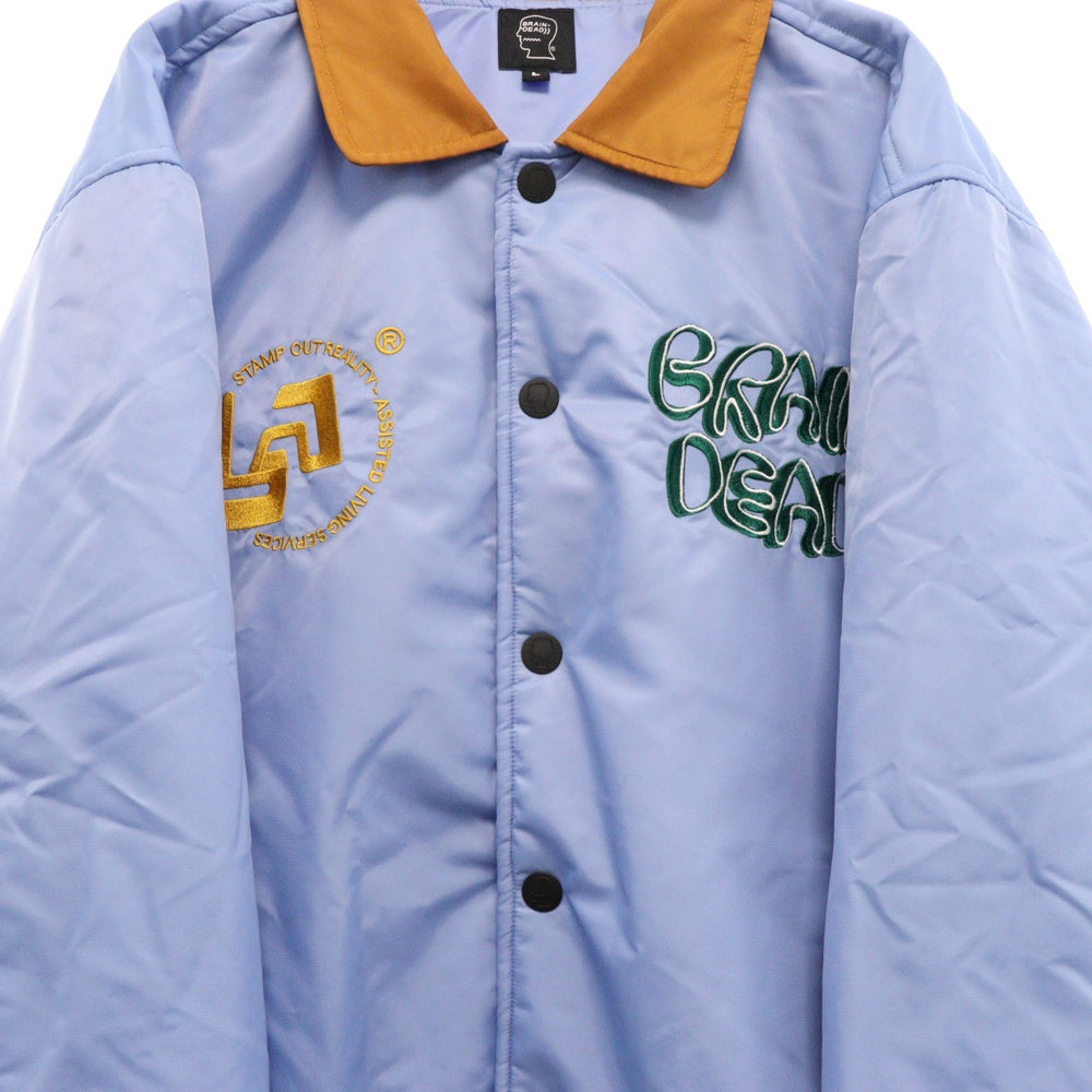 BRAIN-DEAD(ブレインデッド) 22AW Human Hardware Satin Jacket ヒューマン ハードウェア ロゴ刺繍 サテン 中綿ジャケット ブルゾン ライトブルー