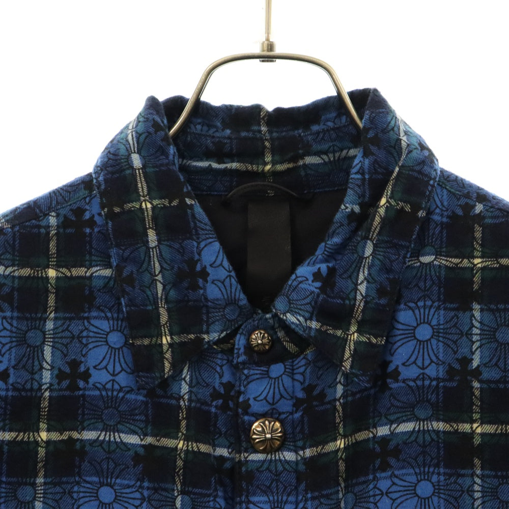 CHROME HEARTS(クロムハーツ) LOOSEENDS LS CHECK QUILTING ルーズエンド キルティング CHプラス 総柄チェック 長袖シャツ JVP ブルー