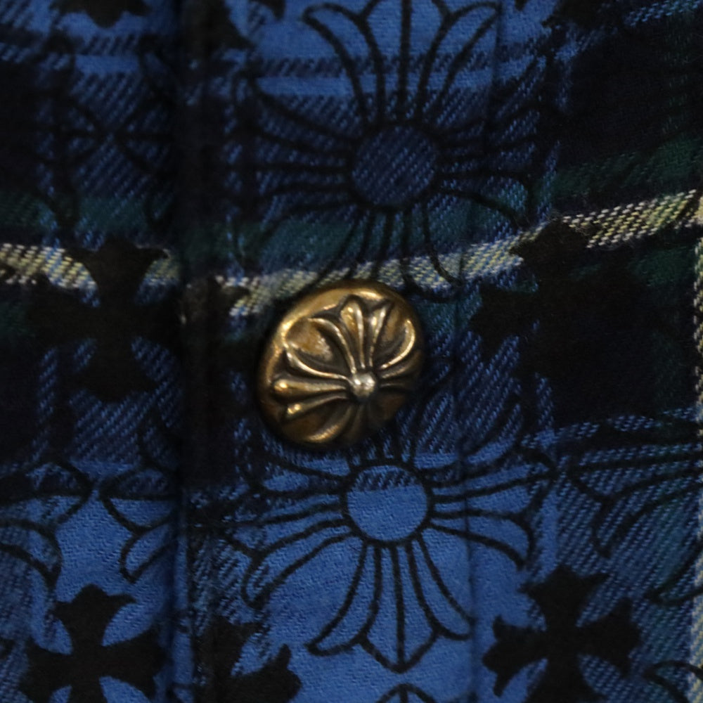 CHROME HEARTS(クロムハーツ) LOOSEENDS LS CHECK QUILTING ルーズエンド キルティング CHプラス 総柄チェック 長袖シャツ JVP ブルー