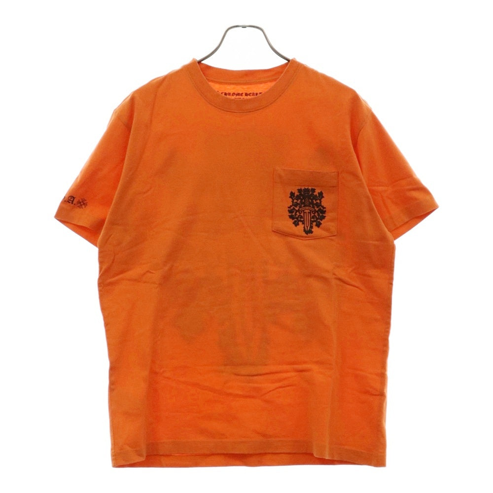 CHROME HEARTS(クロムハーツ) VINE DGR T-SHRT バッグダガープリントTシャツ 半袖カットソー ポケT オレンジ