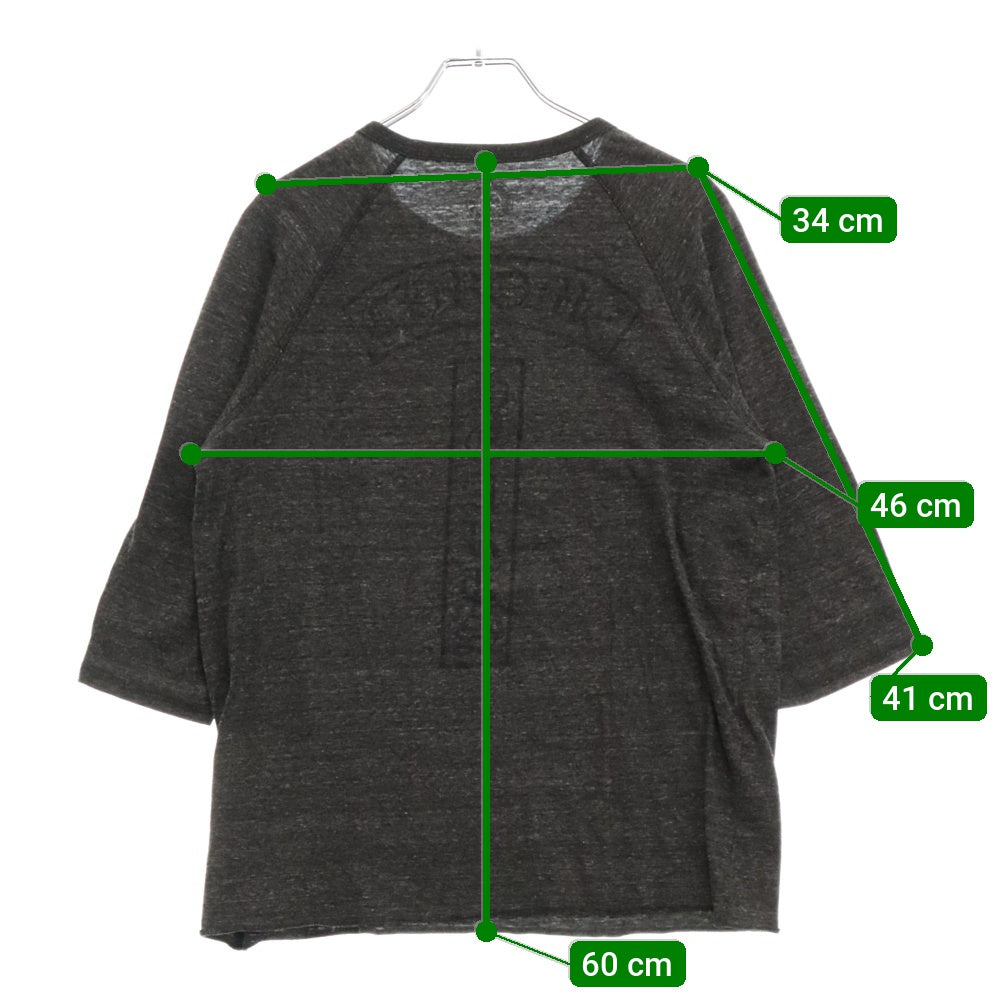 CHROME HEARTS(クロムハーツ) 7分丈 ヘンリーネック ポリエステル混 Tシャツ カットソー グレー