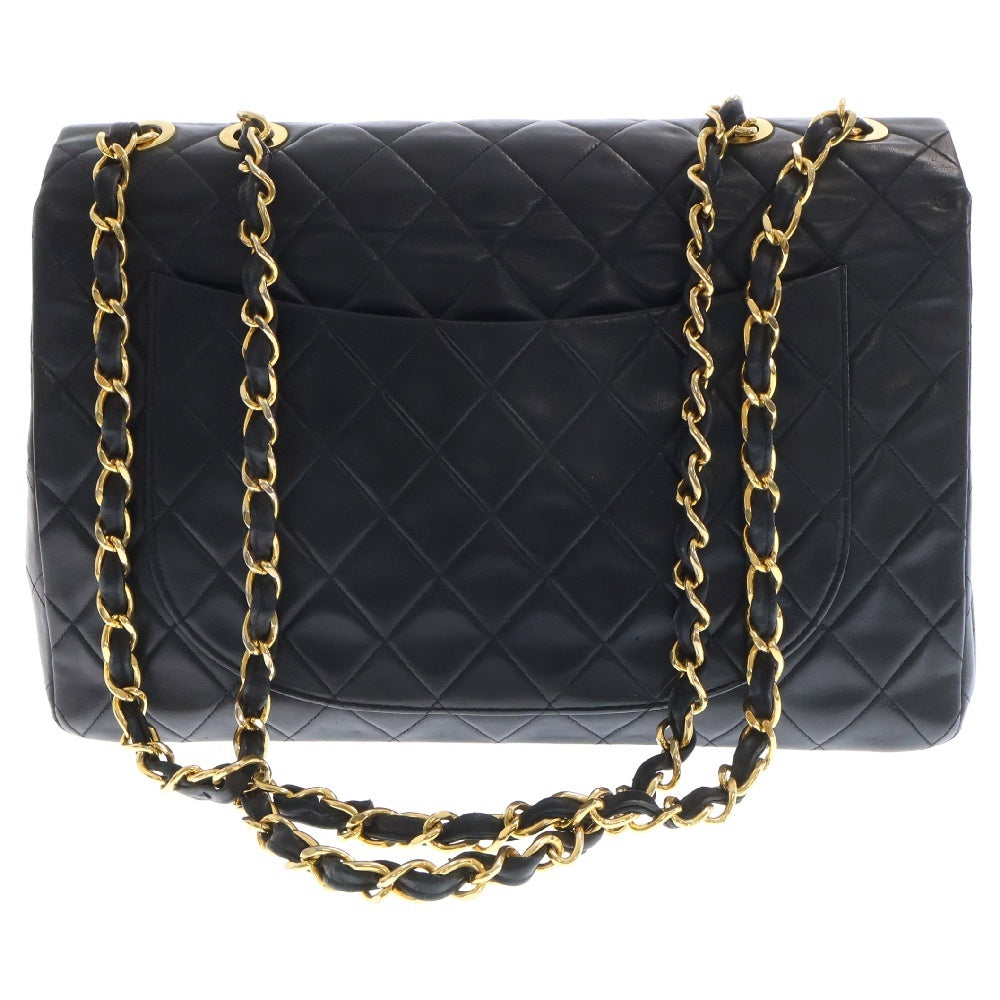 CHANEL(シャネル) デカマトラッセ 34 ラムスキン ゴールド金具 シングルフラップ チェーンショルダーバッグ ブラック 2番台