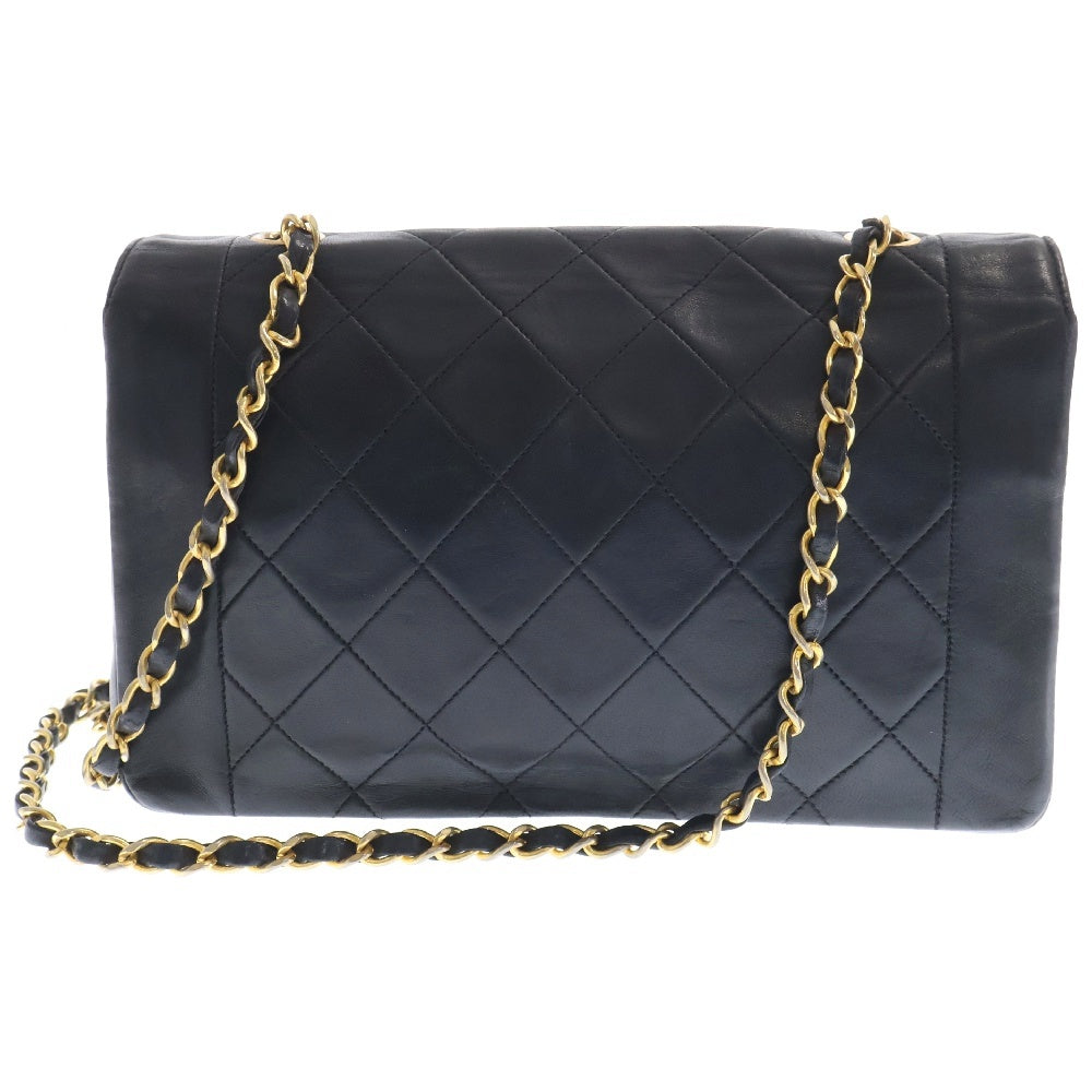 CHANEL(シャネル) ダイアナマトラッセ 25 ラムスキン ゴールド金具 シングルフラップ チェーンショルダーバッグ ブラック 2番台