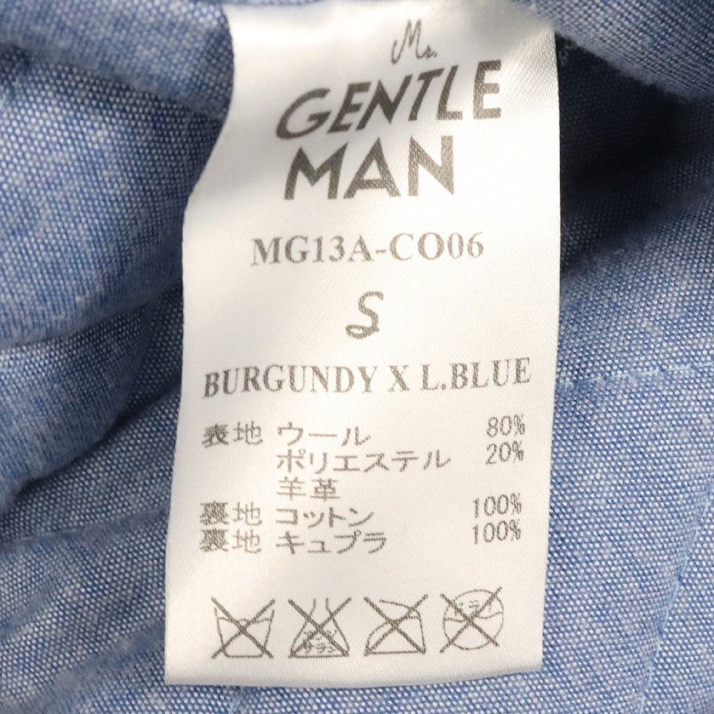 Mr.GENTLEMAN(ミスタージェントルマン) 13AW 袖レザー切替 ウール スタジアムジャンパー ジャケット バーガンディ/ブルー MG13A-CO06