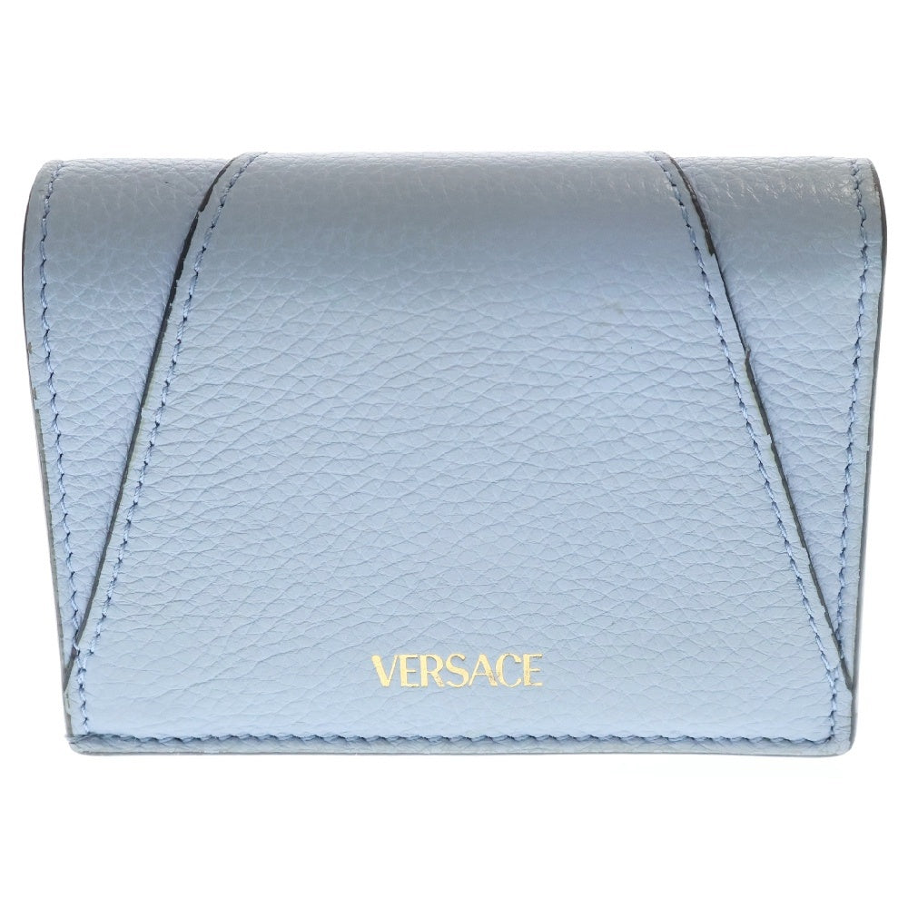 VERSACE(ヴェルサーチ) ヴィルトゥス レザー ウォレット 二つ折り財布 ライトブルー レディース 1005973