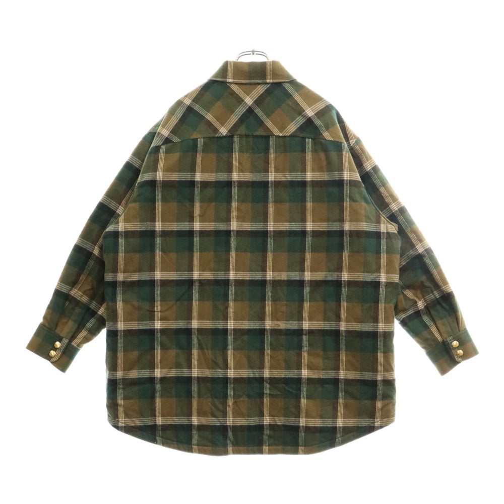 CELINE(セリーヌ) 22AW OVERSHIRT IN CHECKED COTTON オーバーサイズド チェック柄 キルティング シャツジャケット グリーン 2W655150R