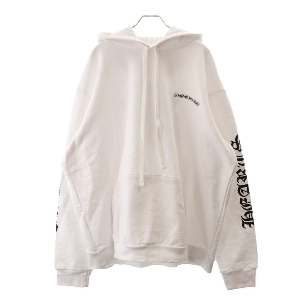 CHROME HEARTS(クロムハーツ) SWTSHRT PLVR プルオーバースウェットパーカー ローリングストーンズ プリントフーディ ホワイト/ブルー