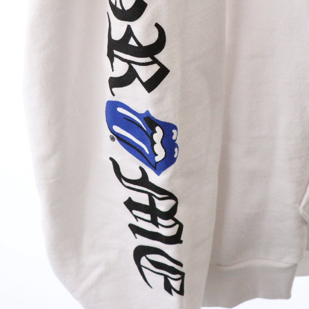 CHROME HEARTS(クロムハーツ) SWTSHRT PLVR プルオーバースウェットパーカー ローリングストーンズ プリントフーディ ホワイト/ブルー