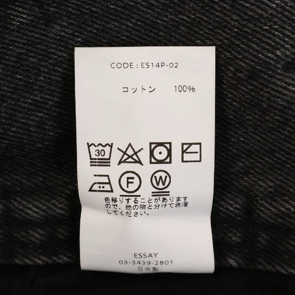 ESSAY(エッセイ) 22SS GOTHIC DENIM ゴシック 4タック ワイドストレート デニムパンツ ジーンズ ブラック/グレー ES14P-02