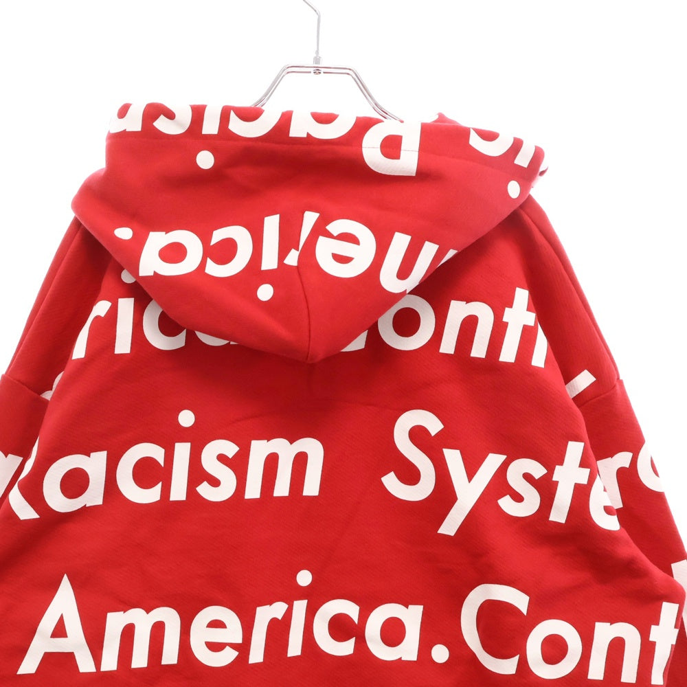 DENIM TEARS(デニムティアーズ) ×ARTHUR JAFA SYSTEMIC RACISM CONTROLS AMERICAN ZIP UP HOODIE アーサージャファ ジップアップパーカー フーディー レッド