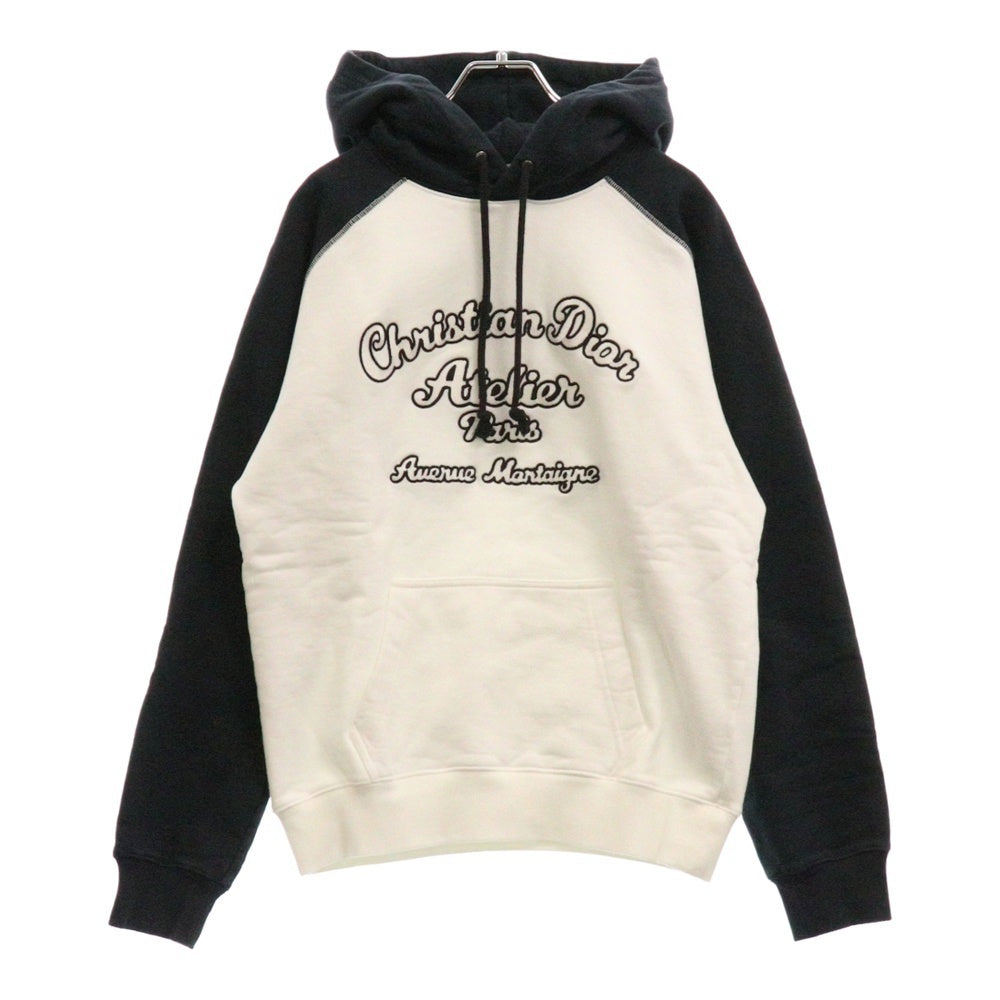 DIOR(ディオール) 22SS Avenue Montaigne ロゴエンブロイダリー フーディ プルオーバースウェットパーカー ホワイト/ネイビー 213J680A0531