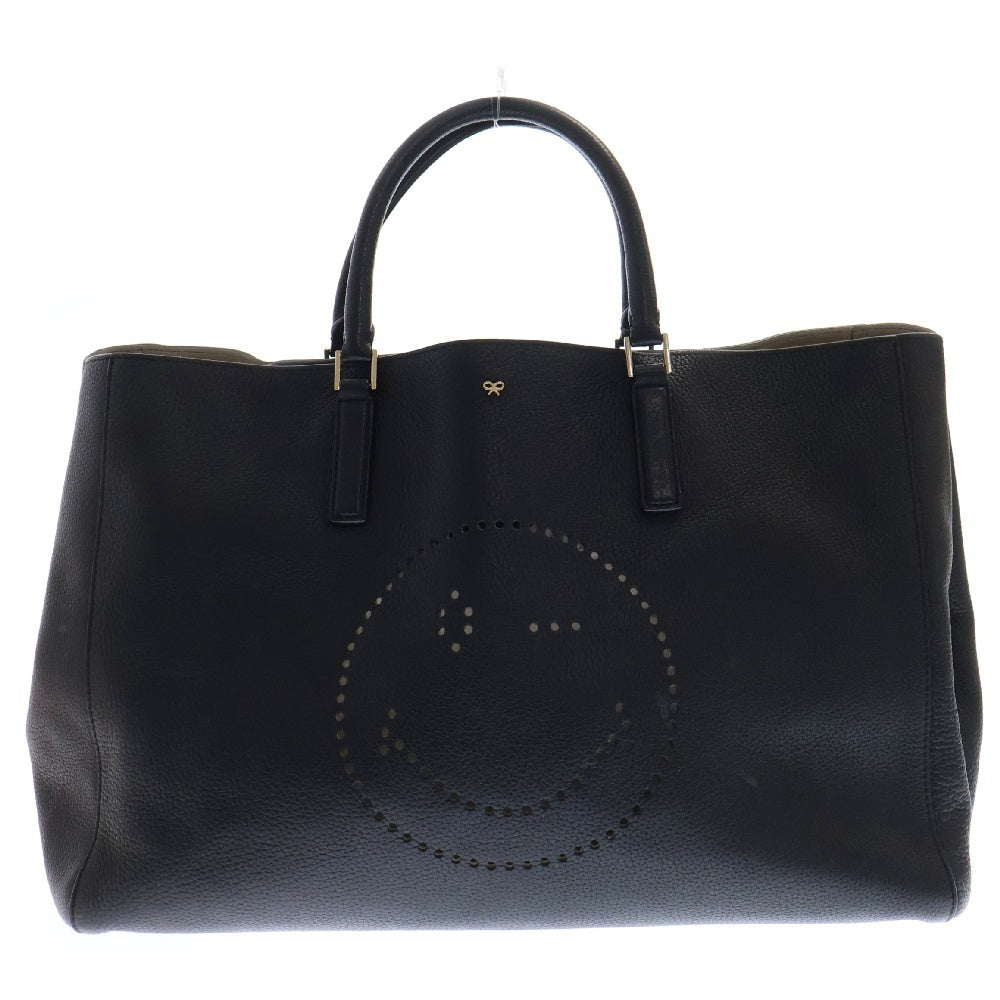 Anya Hindmarch(アニヤハインドマーチ) EBURY MAXI FEATHERWEIGHT イーバリー マキシ フェザーウェイト レザー トートバッグ ブラック
