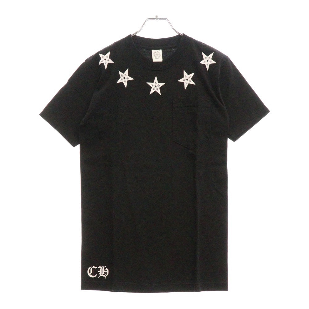 CHROME HEARTS(クロムハーツ) STAR S/S TEE 両面スタープリント クルーネック ポケット 半袖Tシャツ カットソー ブラック