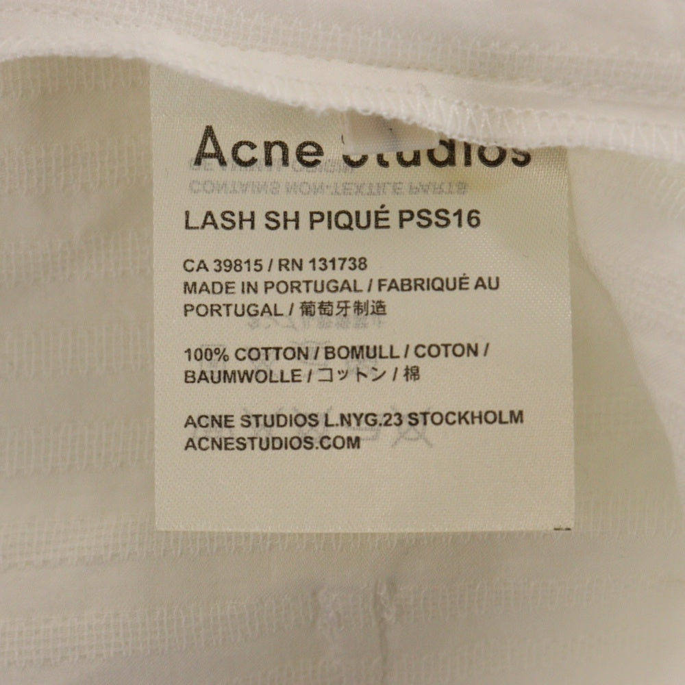 Acne Studios(アクネ ストゥディオズ) 16SS ストライプ総柄 半袖 ロングシャツワンピース ホワイト レディース
