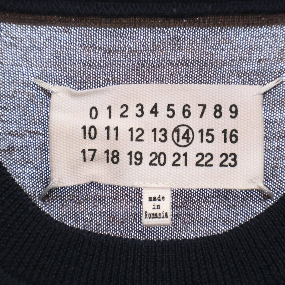Maison Margiela 14(メゾンマルジェラ) 16AW カラー切り替え ウール クルーネック 長袖ニット セーター ネイビー/ブラウン S50HA0650 S15668