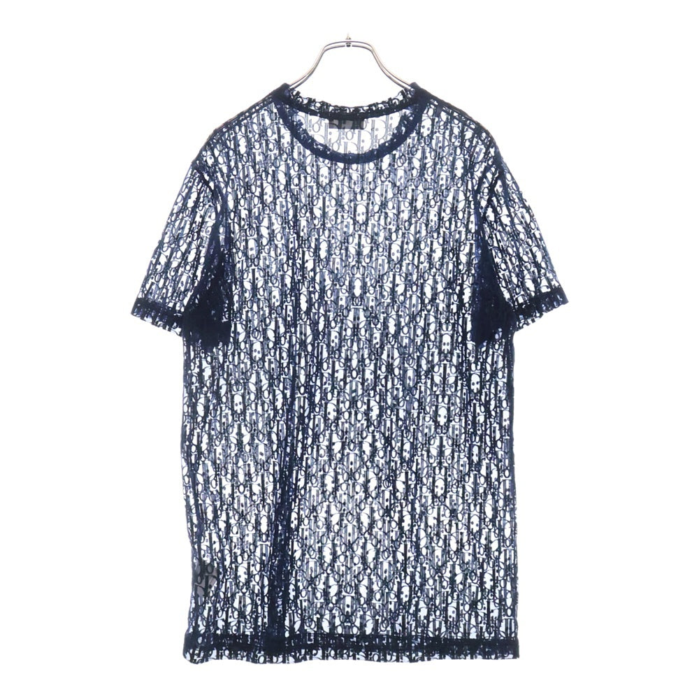 DIOR(ディオール) オブリーク 総柄 シースルー 半袖Tシャツ カットソー ネイビー 183J652A0537