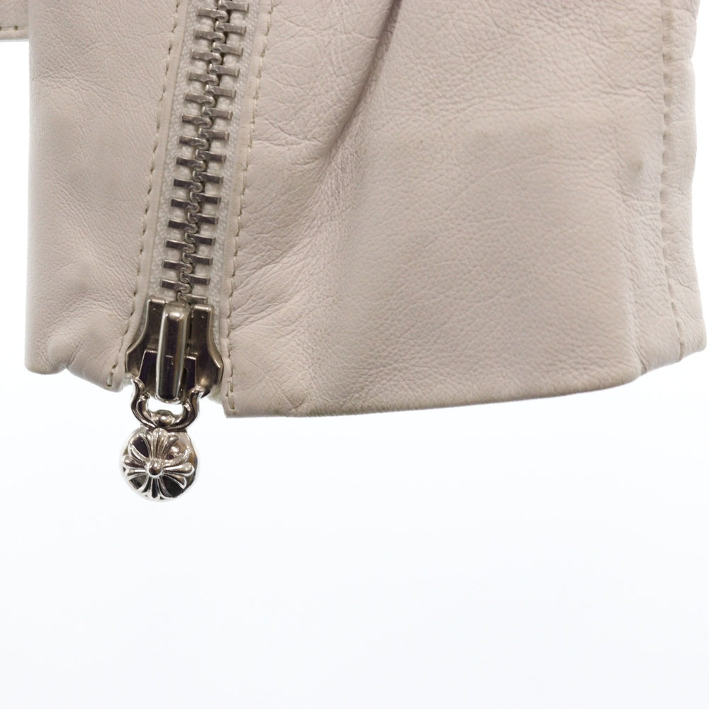 CHROME HEARTS(クロムハーツ) ダガージップ シープスキン ダブル ライダースジャケット ホワイト レディース