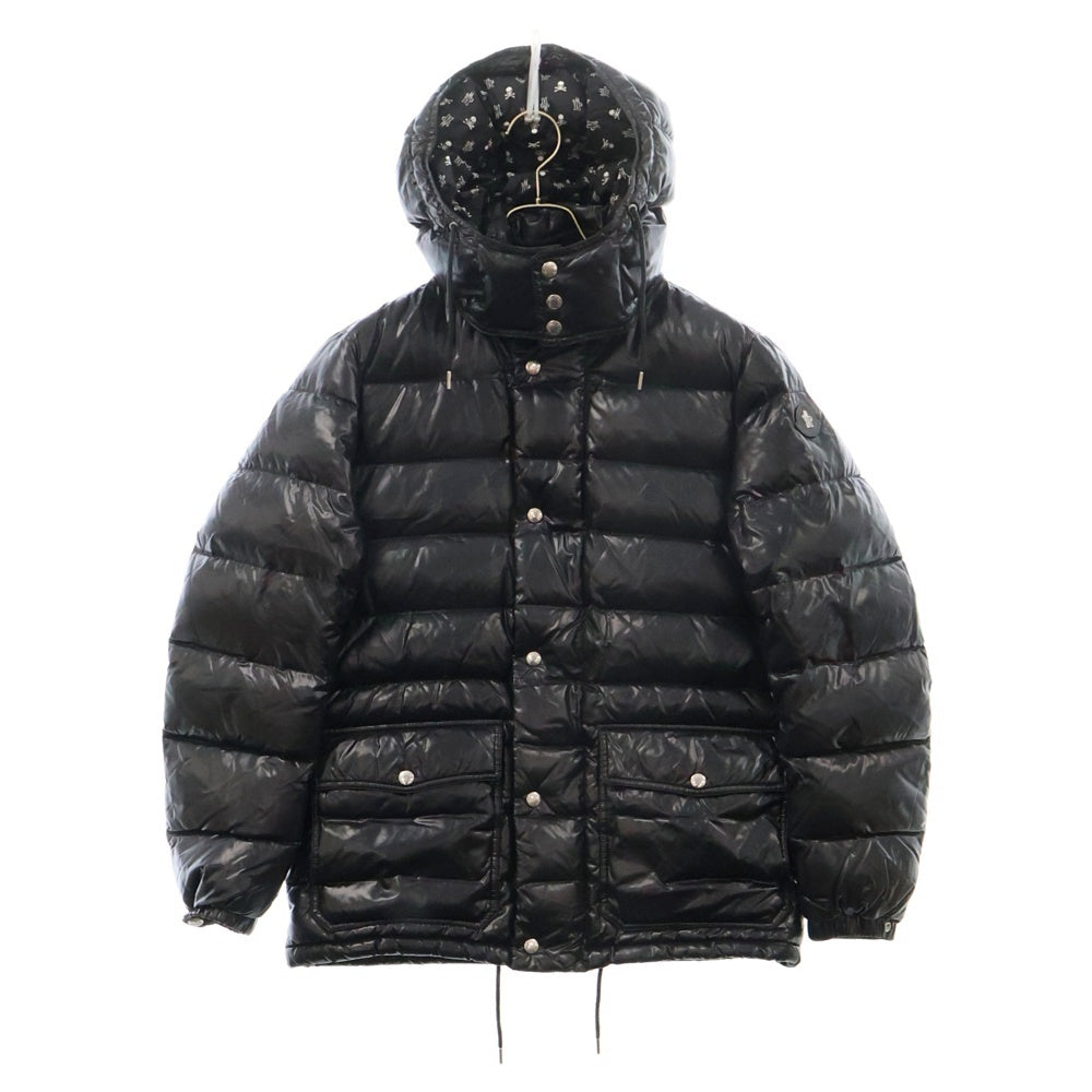 MONCLER(モンクレール) 13AW ×mastermind JAPAN AMBROISE マスターマインド ジャパン 裏地ロゴプリント フーデッド ダウンジャケット ブラック 320964194905 68950