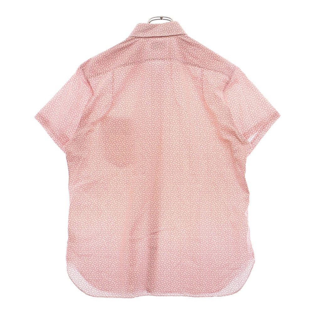 HERMES(エルメス) CHEMISES SUR MESURE フランス製 総柄 ボタンダウン 半袖シャツ ピンク