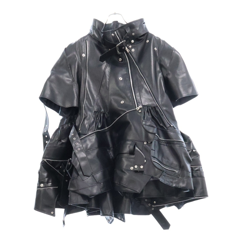 JUNYA WATANABE COMME des GARCONS(ジュンヤワタナベ コムデギャルソン) 22AW 再構築 フェイクレザージャケット ライダース ドレスコート レディース ブラック JJ-C019
