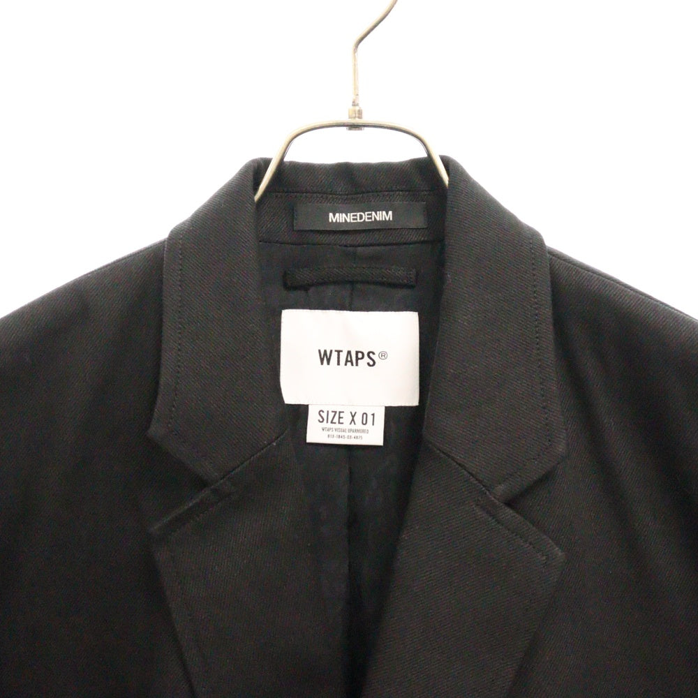 WTAPS(ダブルタップス) 24AW ×MINEDENIM マインデニム 裏地レオパード柄 デニム シングルコート ブラック 242TQMYD-JKM01S