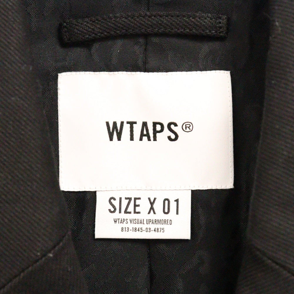 WTAPS(ダブルタップス) 24AW ×MINEDENIM マインデニム 裏地レオパード柄 デニム シングルコート ブラック 242TQMYD-JKM01S