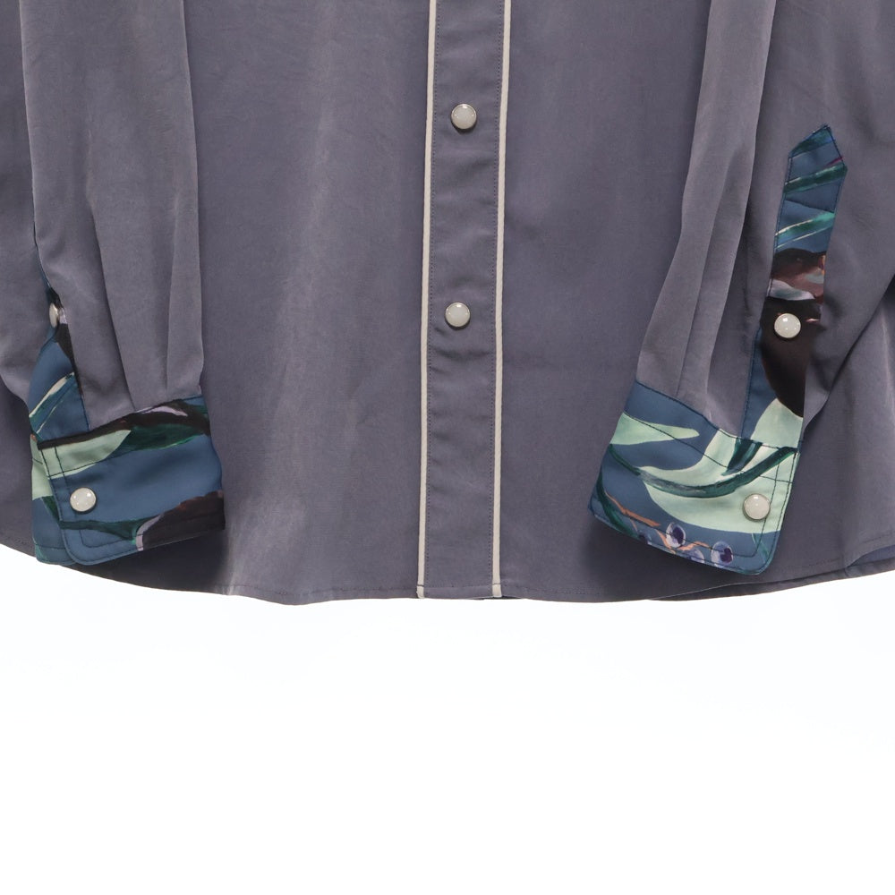 RAINMAKER(レインメーカー) WESTERN SHIRT ボタニカル ウエスタン 長袖シャツ ブルー RM221-036