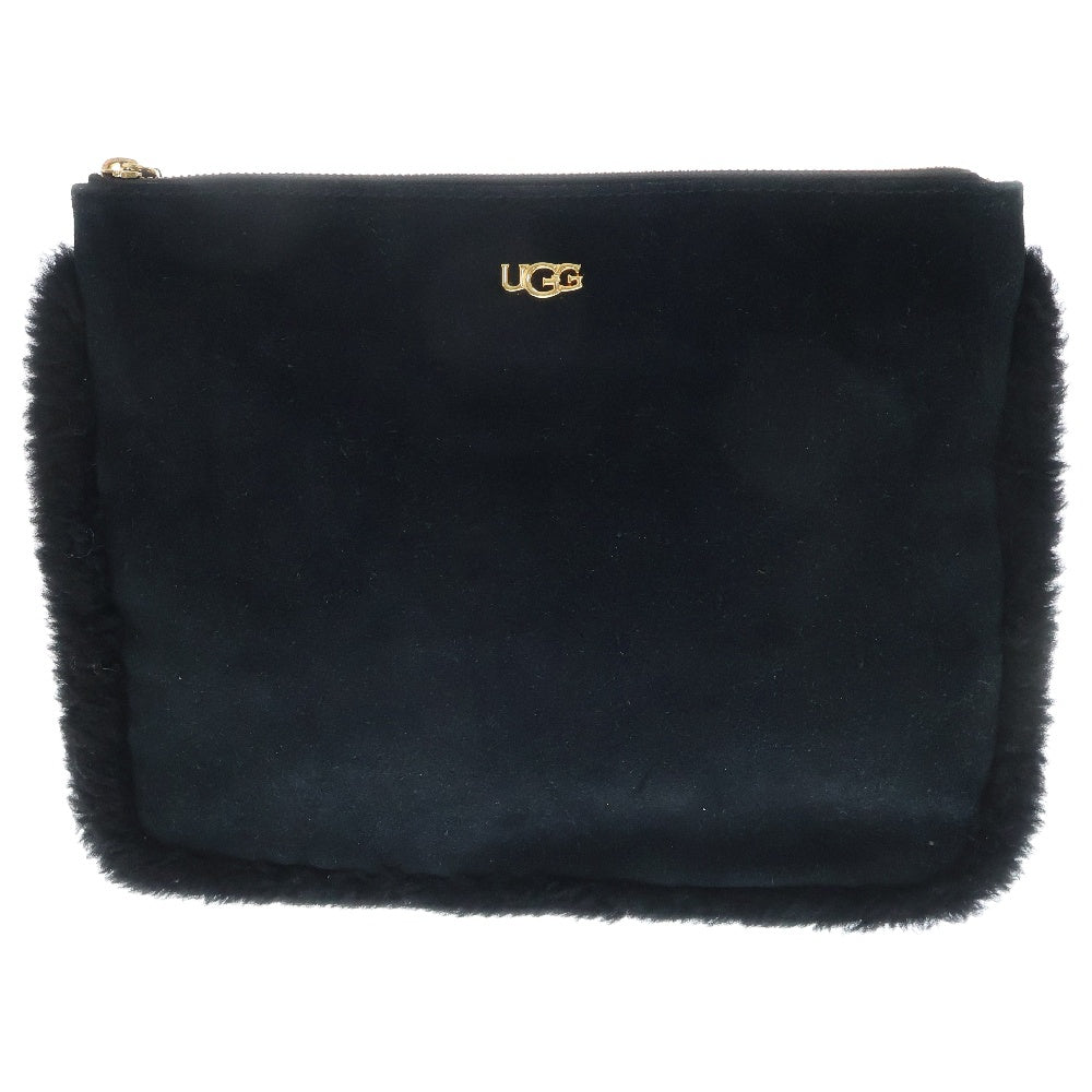 UGG(アグ) ロゴプレート ムートンクラッチバッグ ハンド ブラック レディース WPH001