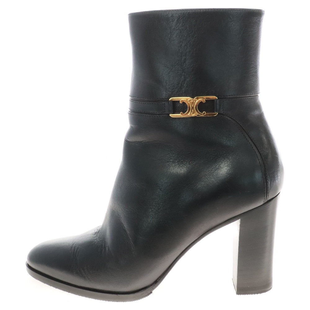 CELINE(セリーヌ) トリオンフ サイドジップレザーヒールブーツ ブラック レディース RM1221