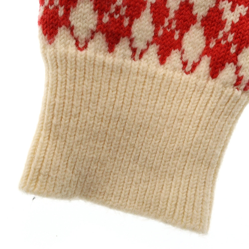 AMI Alexandre Mattiussi(アミアレクサンドルマテュッシ) Small Heart Logo Knit Sweater ハートロゴ総柄 Vネックニットセーター レッド HKS230.030