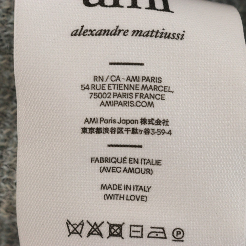 AMI Alexandre Mattiussi(アミアレクサンドルマテュッシ) Argyle Brushed Cardigan モヘア混 ウール ブラッシュド ダイヤモンドカット カーディガン グレー UKC018.KN0030